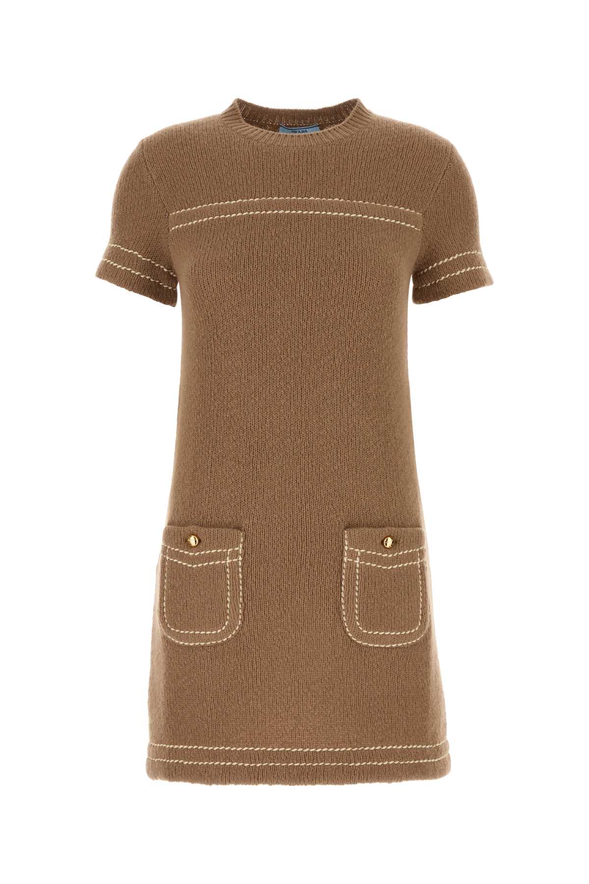 Biscuit Cashmere Mini Dress Cammello Exterior: Abiti