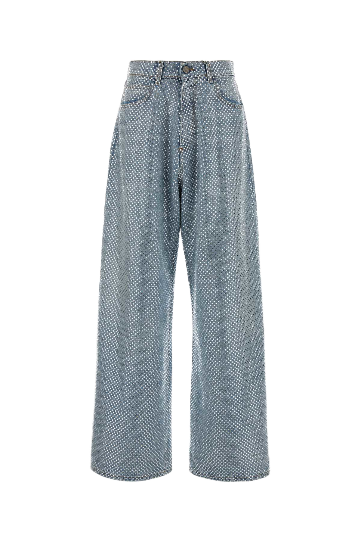 Embellished Denim Jeans Lightblue Exterior: Cotton Pantaloni