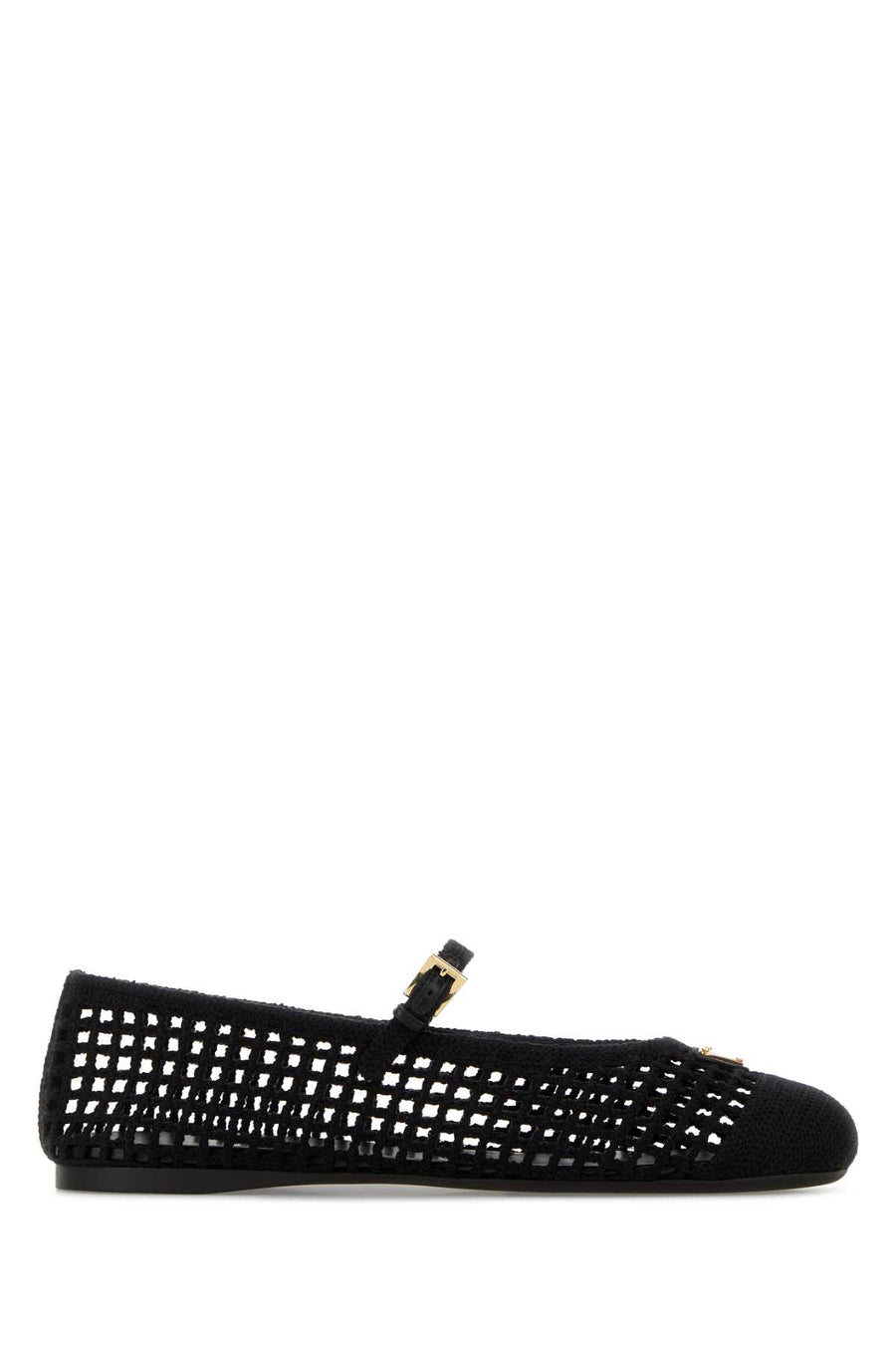 Prada Exterior: 100% Fabric; Interior: 100% Fabric; Sole: Rubber ballerina flat in black