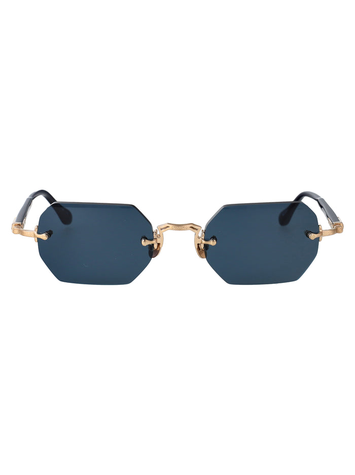 Brushed Gold - Navy Blue Grey Metal Sunglasses