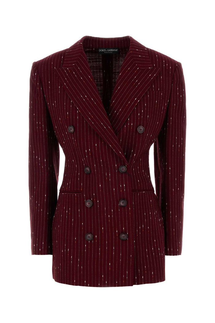Embroidered Tweed Blazer Rigato Giacche E Gilet
