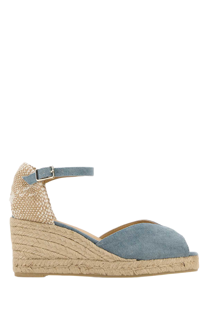 Light Blue Canvas Bianca Wedges Acqua Espadrillas