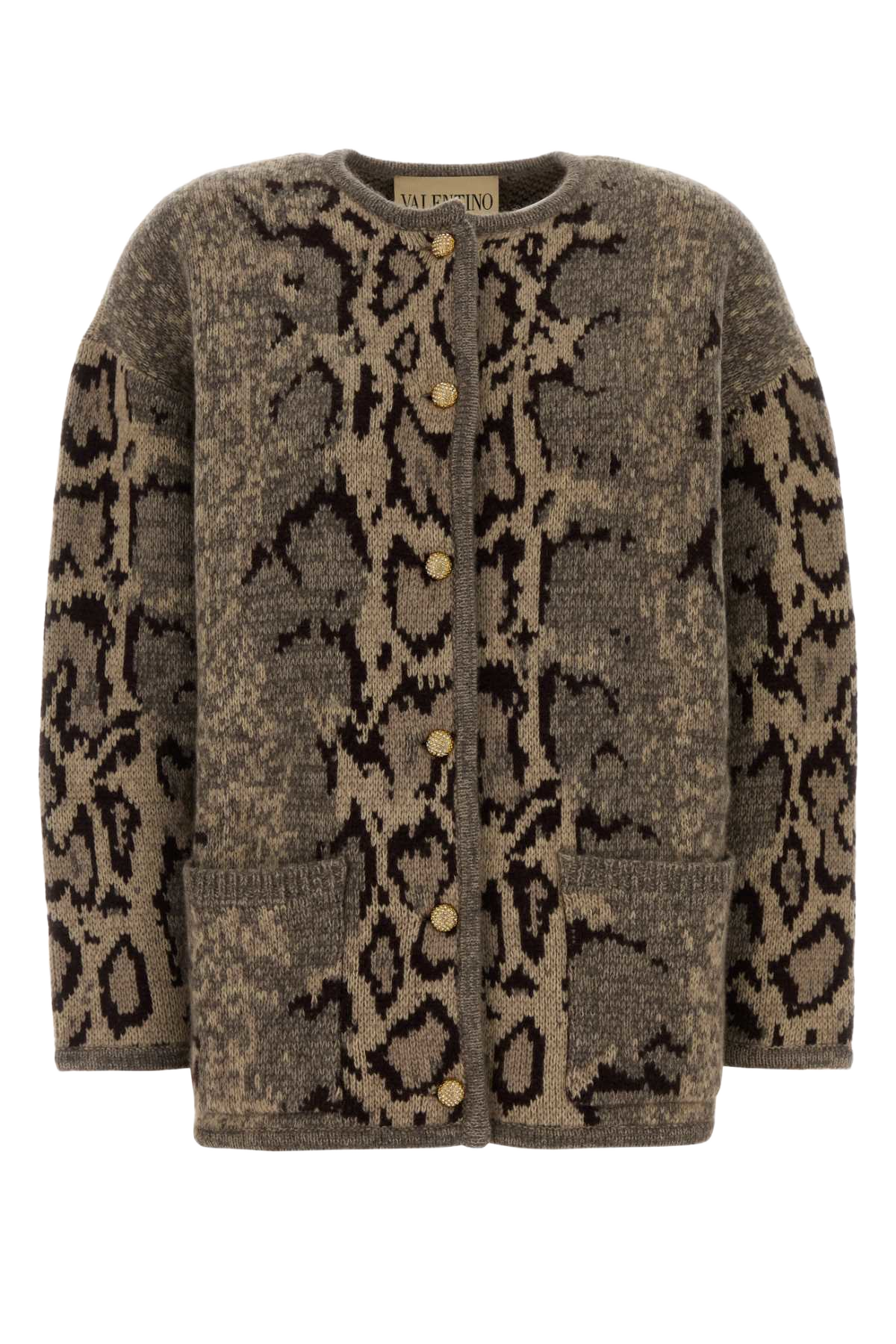 Embroidered Cashmere Cardigan Animalier Exterior: Giacche E Gilet