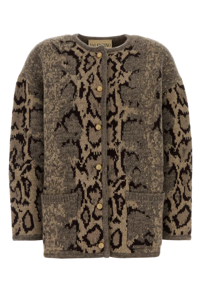 Embroidered Cashmere Cardigan Animalier Exterior: Giacche E Gilet