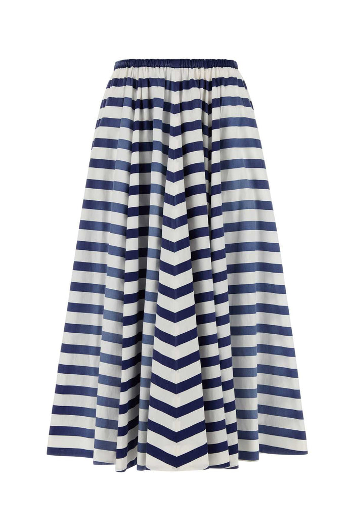 Printed Poplin Skirt Bleu Exterior: Cotton Gonne
