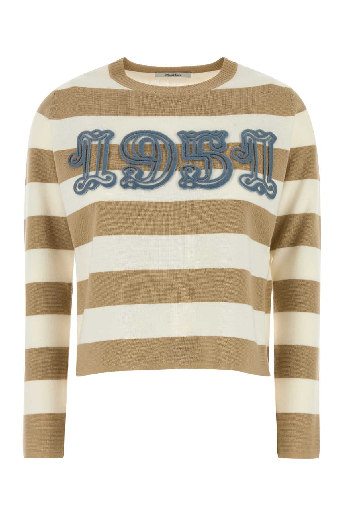 Embroidered Wool Viterbo Sweater Sabbia Exterior: Virgin Maglieria