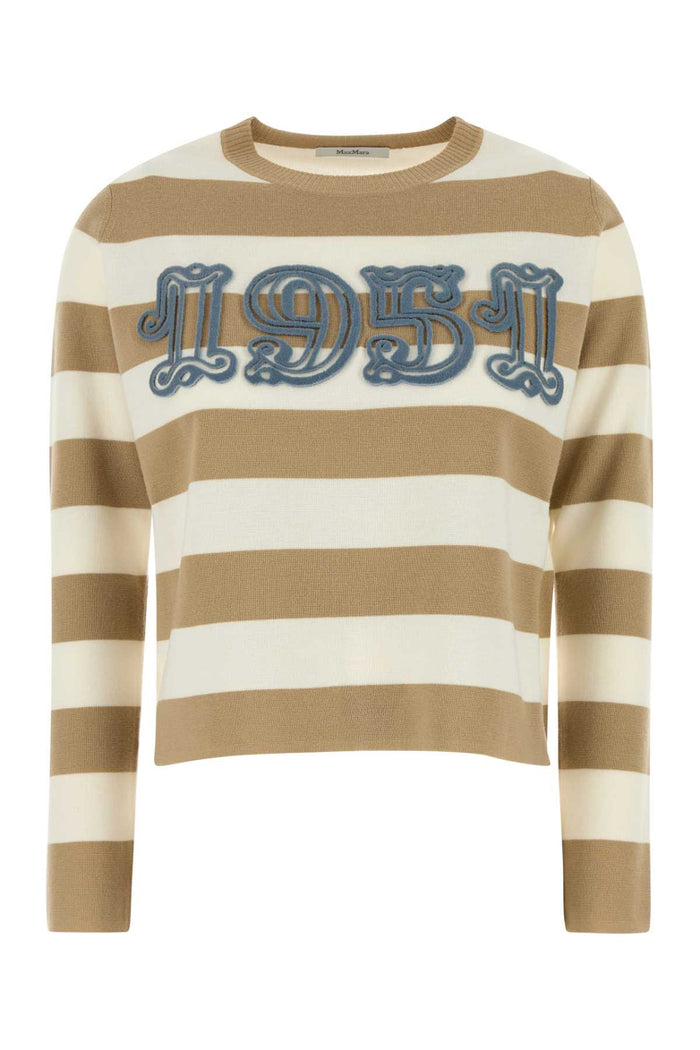 Embroidered Wool Viterbo Sweater Sabbia Exterior: Virgin Maglieria
