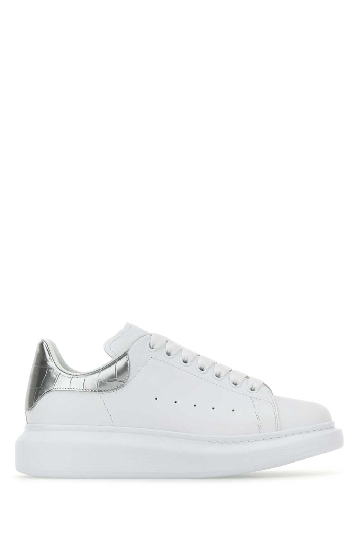 Whitesilver Leather Upper And Rubber Sole Sneaker