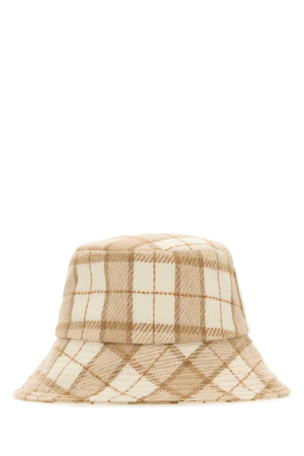 Embroidered Wool Blend Clarion Bucket Hat Creamcheck Cappelli E Fasce Per Capelli