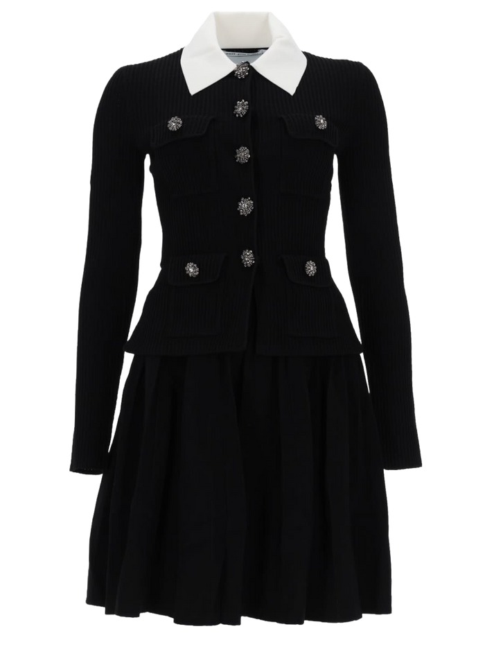 Mini Dress With Contrasting Collar Black