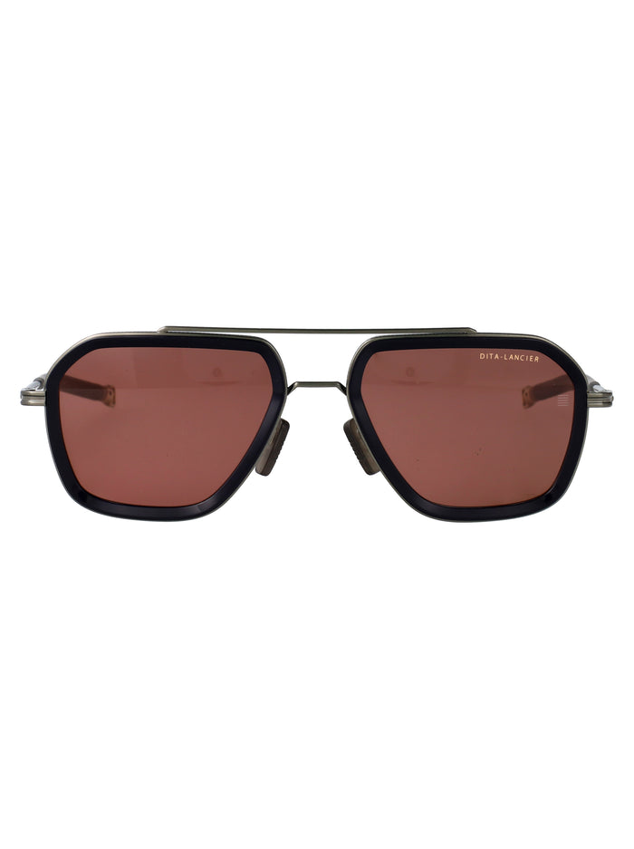 Dls433-A-01 01 Brushed Antique Silver - Navy Metal Sunglasses