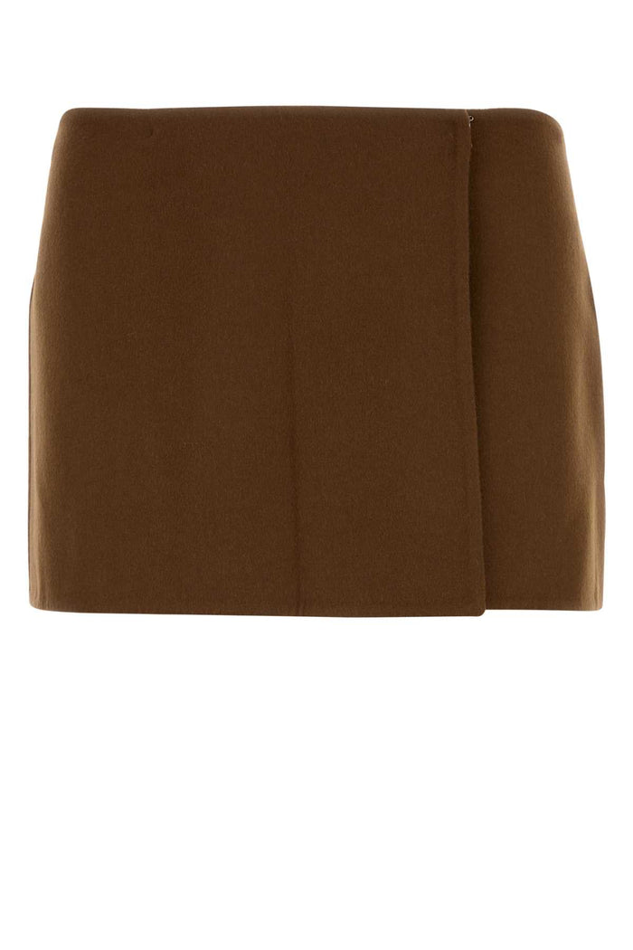 Brown Wool Blend Mini Skirt Cognac Wswv Gonne