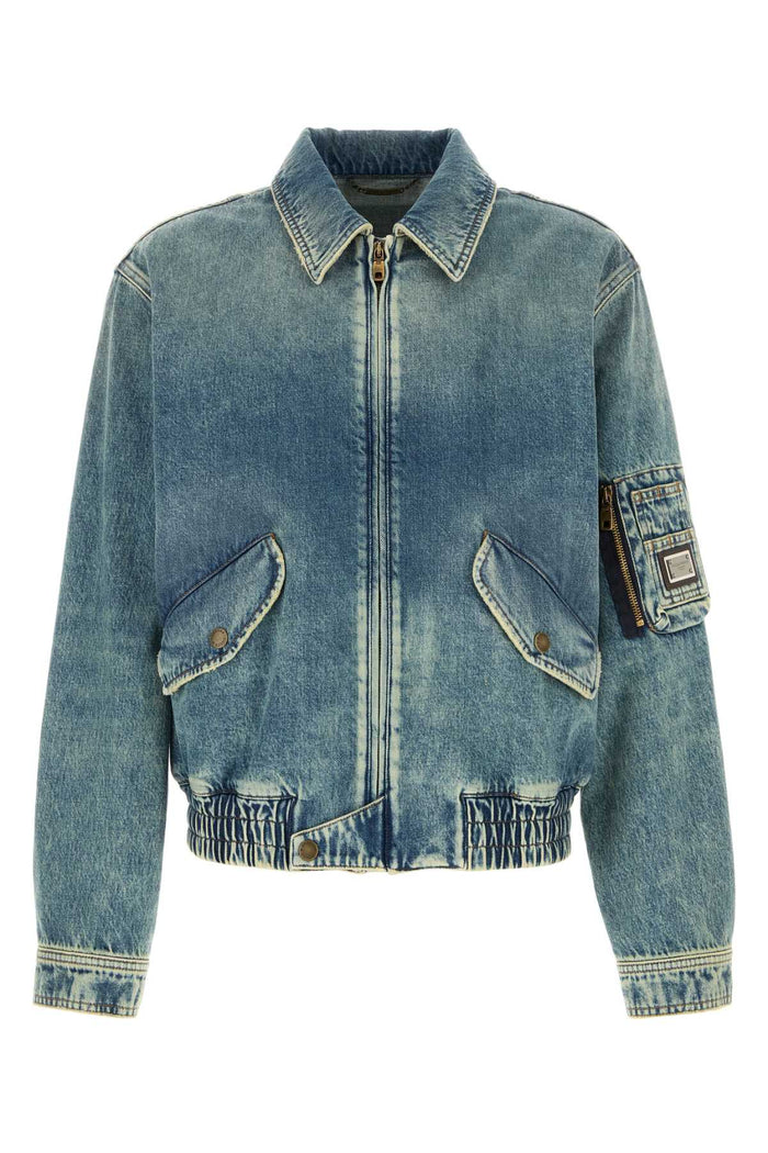 Denim Bomber Jacket Combinedcolour Exterior: Cotton Giubbini