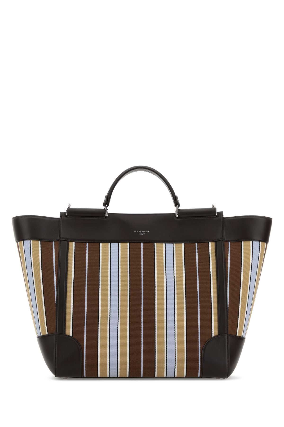 Embroidered Fabric Sicily Shopping Bag Multicolormarrone Borse A Mano
