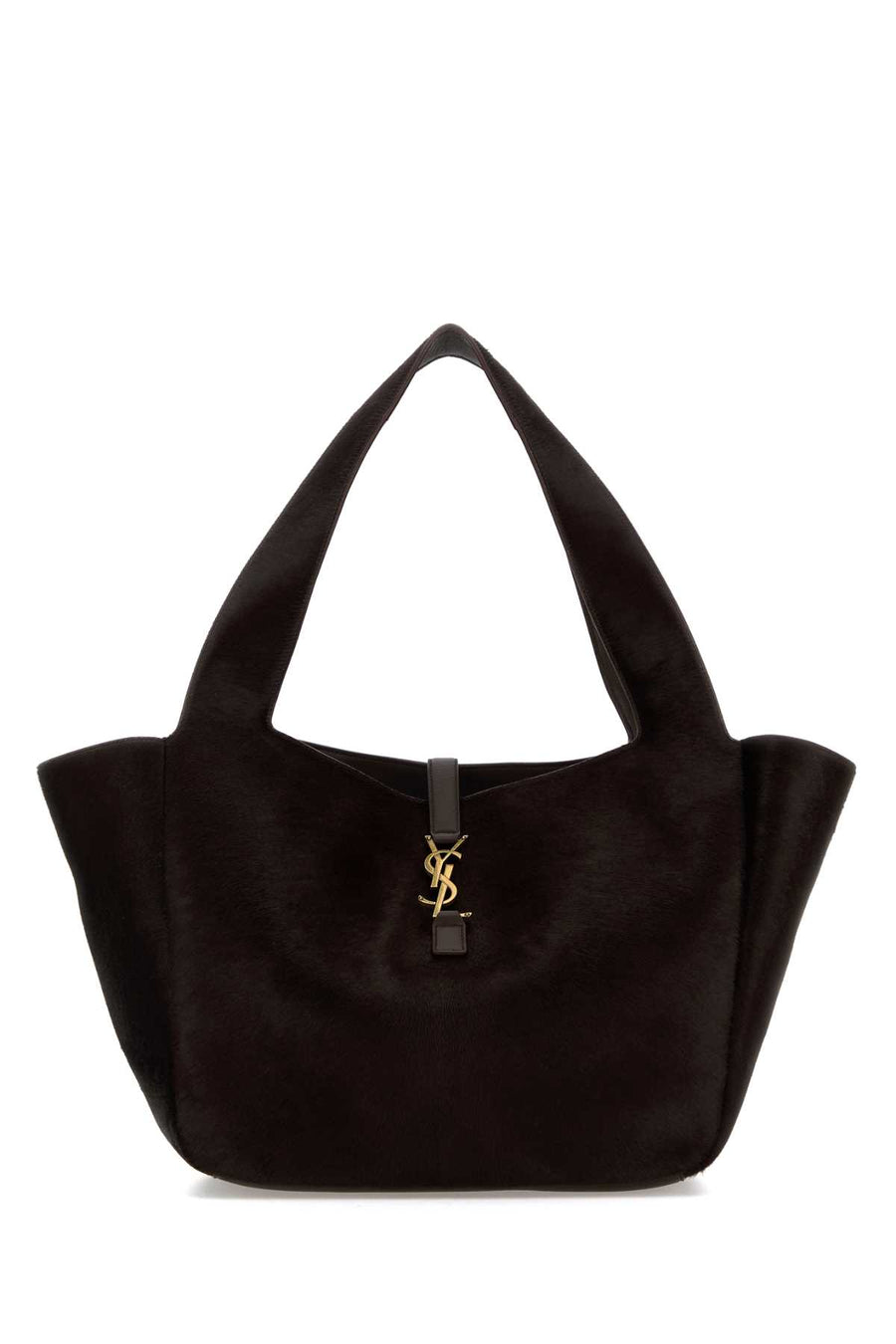 Saint Laurent Cabas Exterior: 100% Calf; Finishing: Antiqued golden metal tote bag in black