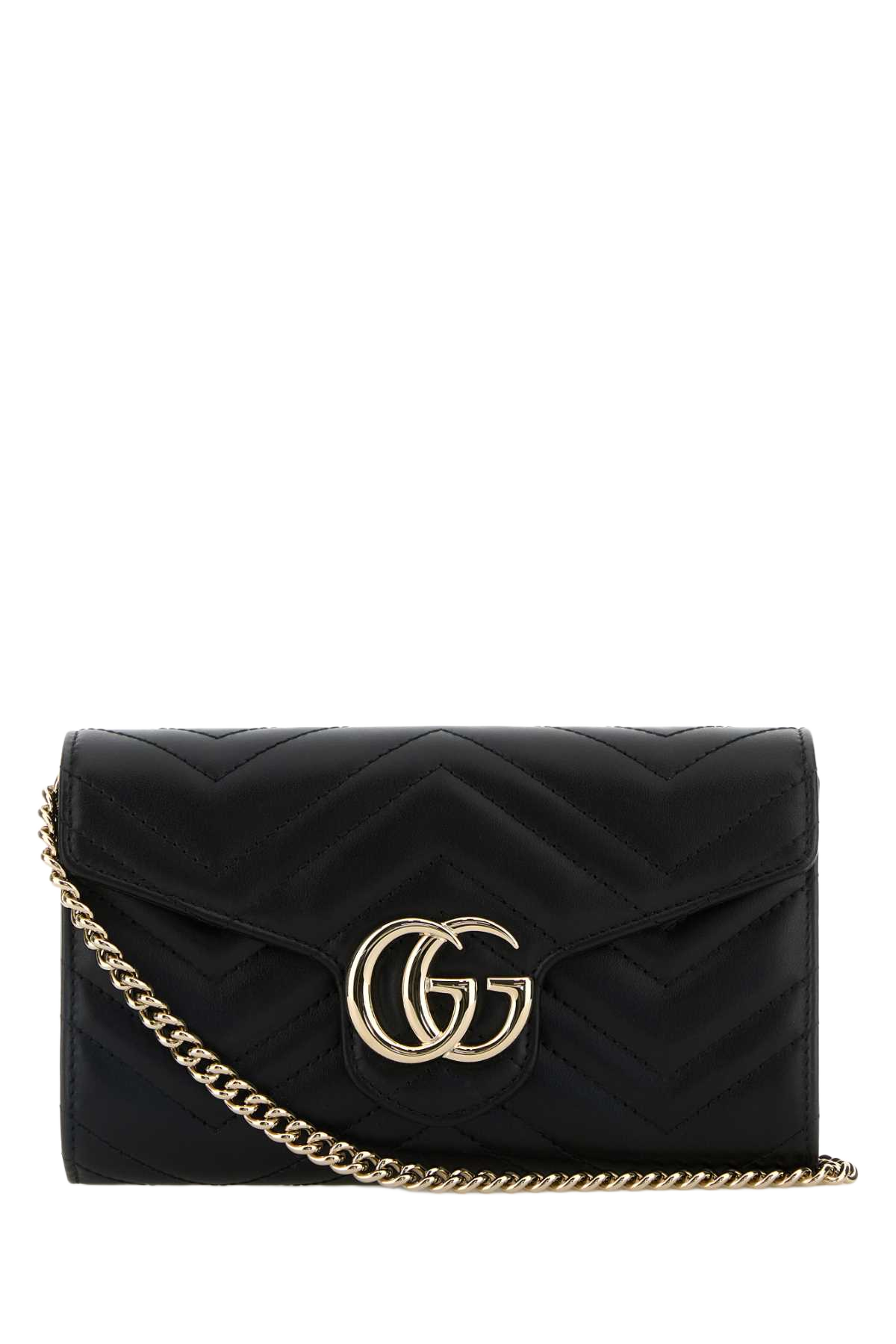 Black Leather Gg Marmont Wallet Calf Skin Portafogli