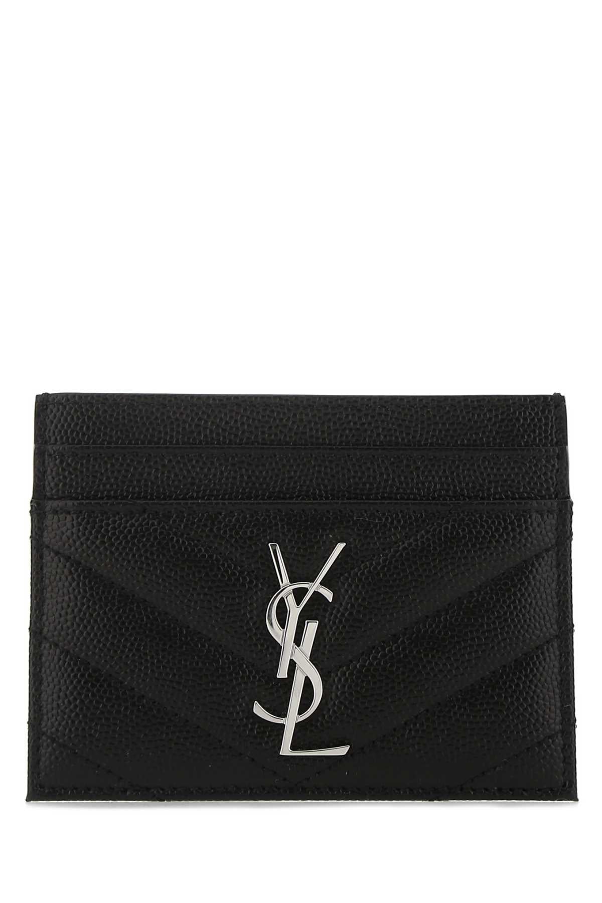 Black Leather Card Holder 1000 Calf Skin Portafogli