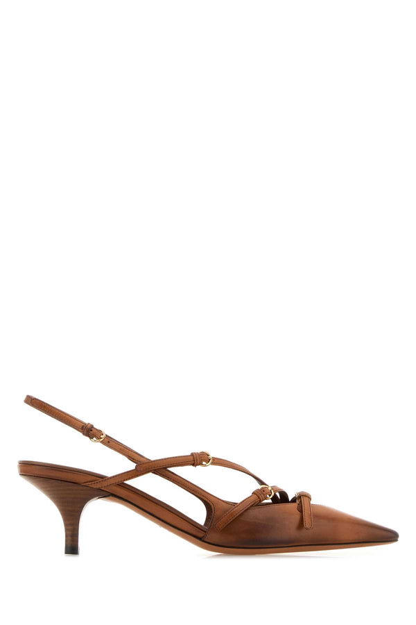 Miu Miu Exterior: 100% Leather slingback heel in brown