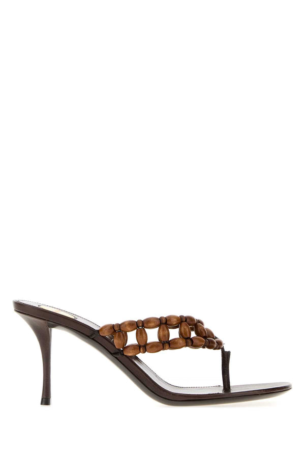 Saint Laurent Spiros Exterior: 100% Wood mule in brown
