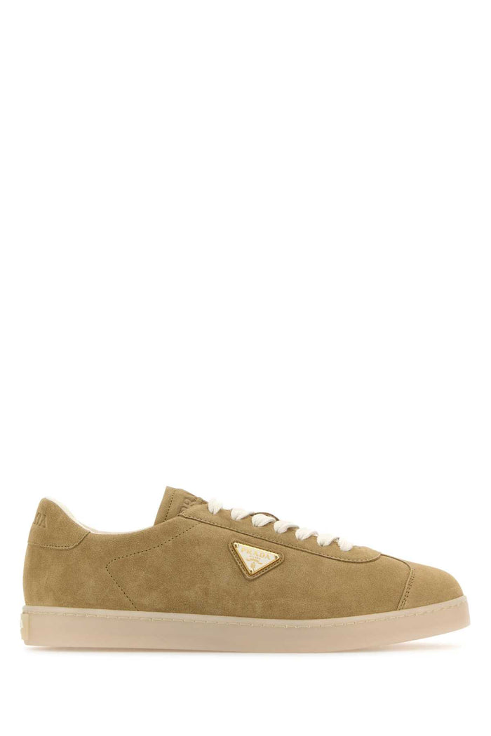 Beige Suede Sneakers Ecru Vitello