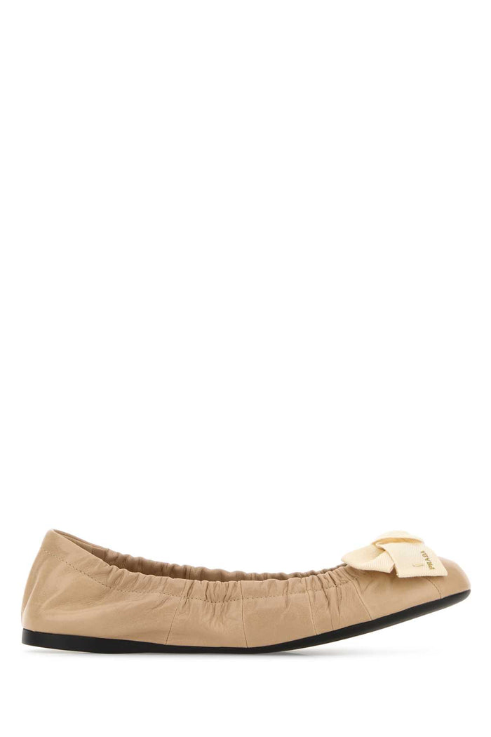 Beige Leather Ballerinas Sabbia Ballerine