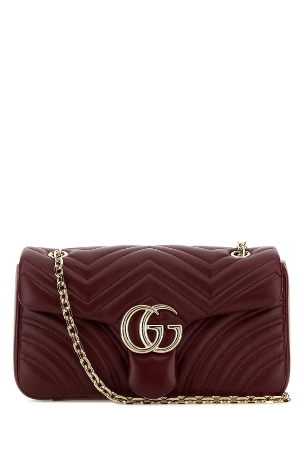 Gucci Exterior: 100% Nappa leather; Lining: 100% Fabric; Finishing: Platinum shoulder bag in burgundy