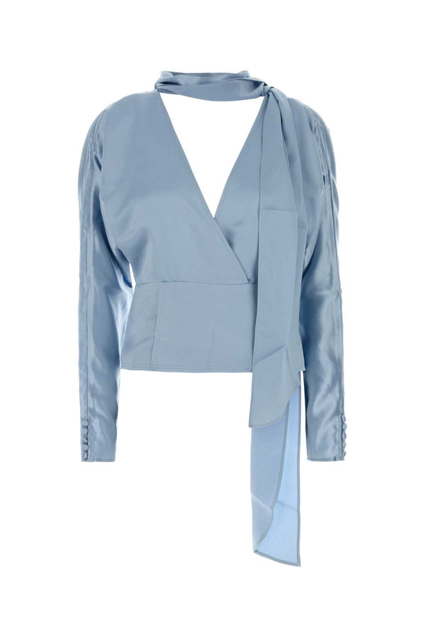 Ganni Satin 75% Acetate 25% Recycled Polyester blouse in blue