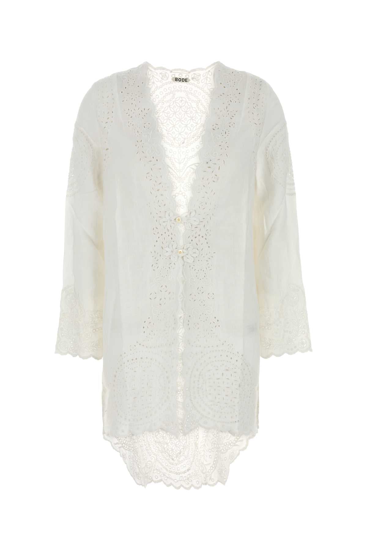 White Linen Belvoir Blouse Exterior: Maglie