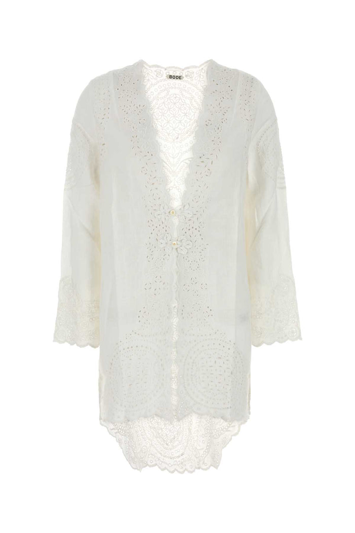 White Linen Belvoir Blouse Exterior: Maglie