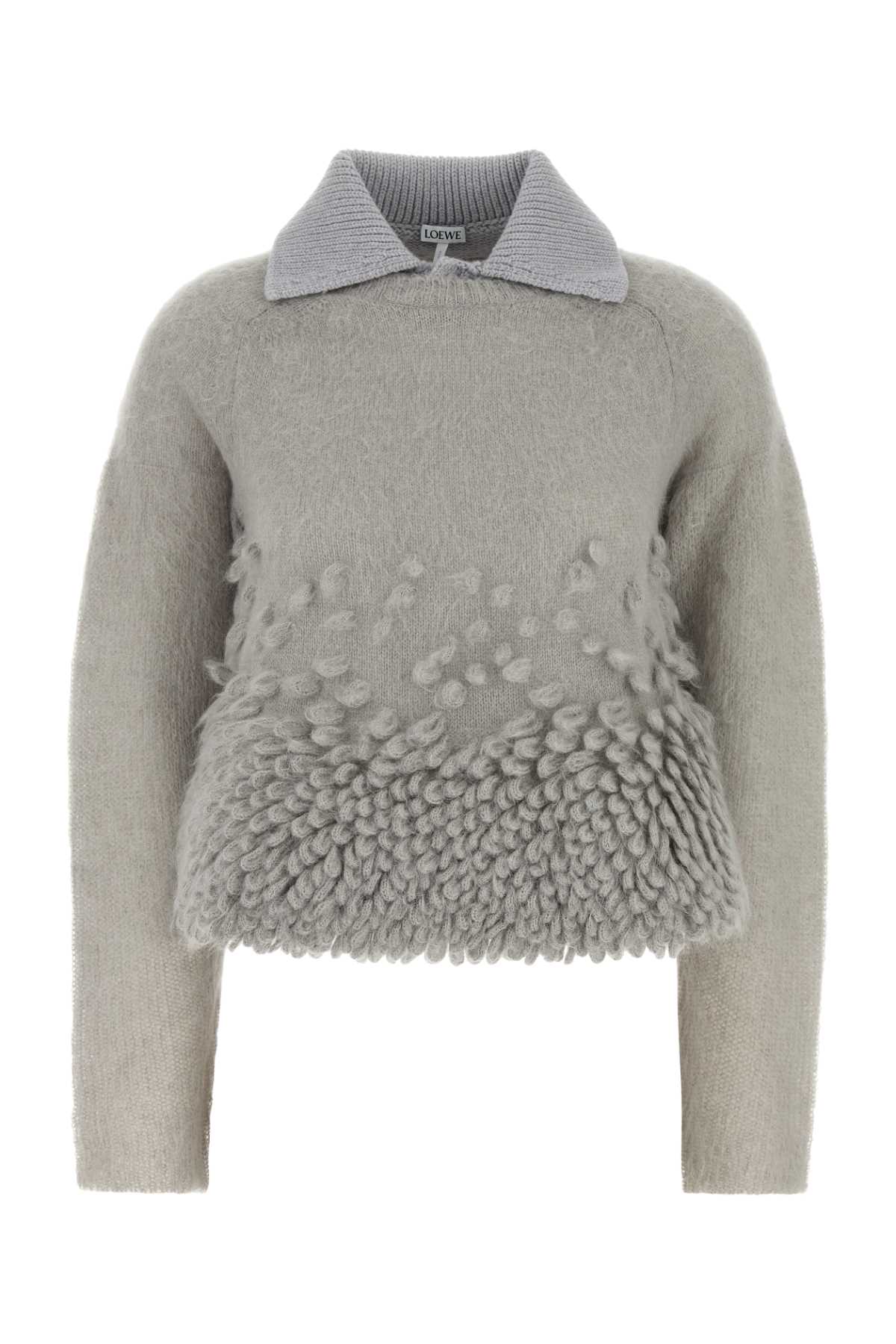Grey Mohair Blend Polo Shirt Exterior: Nylon Wool Maglieria