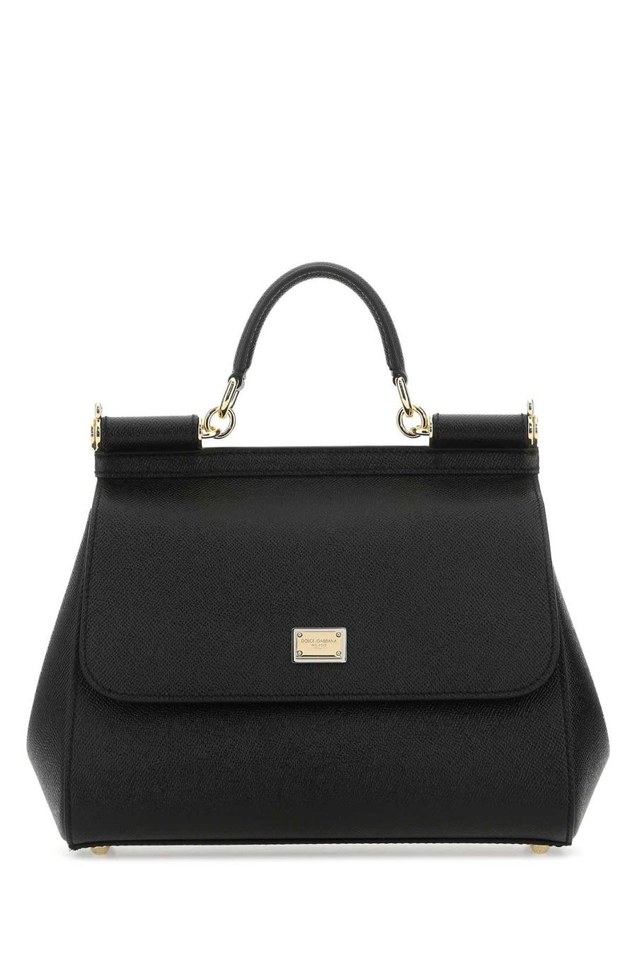 Dolce & Gabbana Exterior: 100% Calf; Lining: 100% Fabric; Finishing: Golden metal top handle bag in black