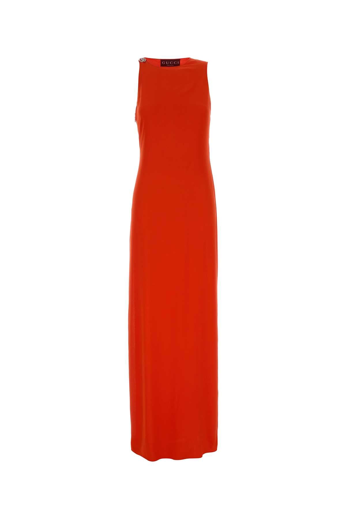 Fluo Orange Crepe Dress Exterior: Acetate Viscose Abiti