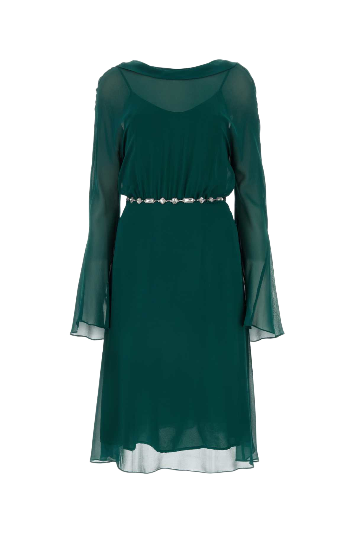 Bottle Green Silk Africa Dress Verdeeden Abiti