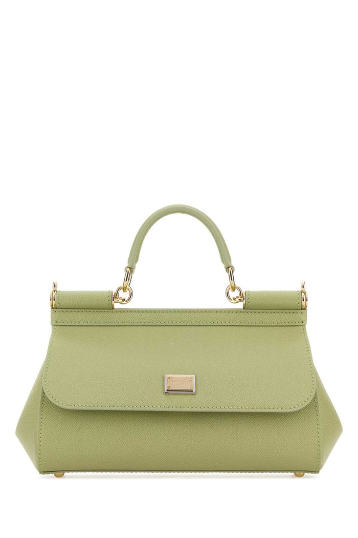 Pastel Green Leather Medium Sicily Handbag Salvia1 Vitello Borse A Mano