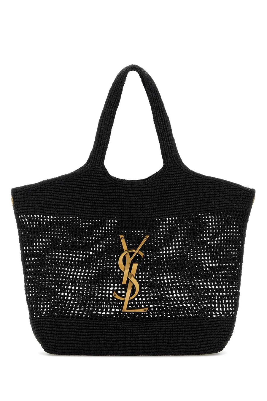 Saint Laurent Icare Exterior: 100% Raffia tote bag in black