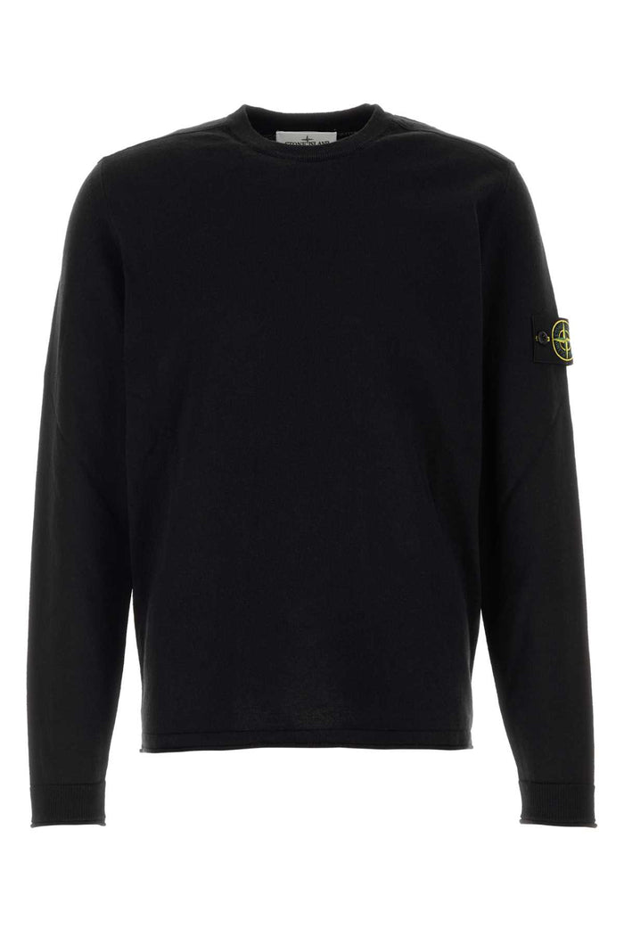Black Cotton Sweater Exterior: Maglieria