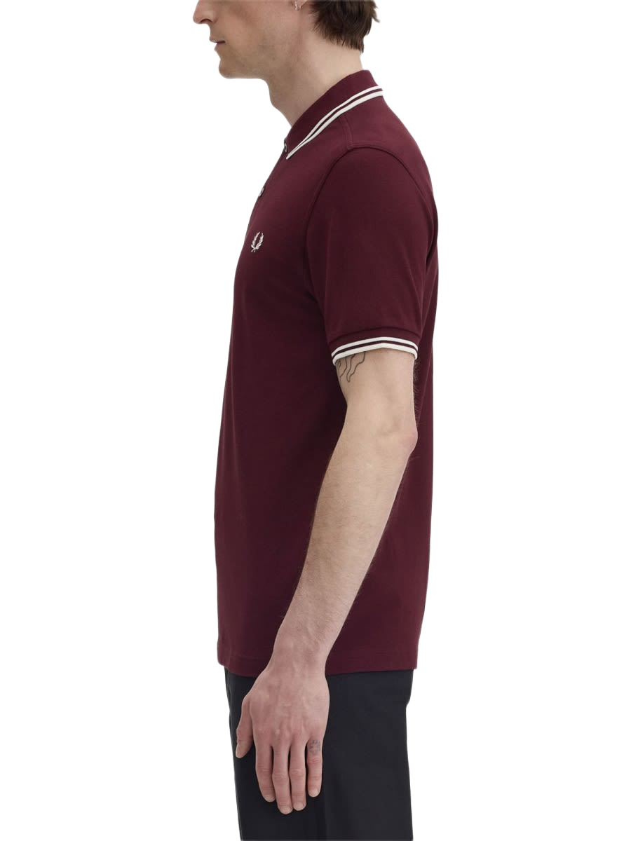 Polo With Logo Bordeaux Cotton Shirts
