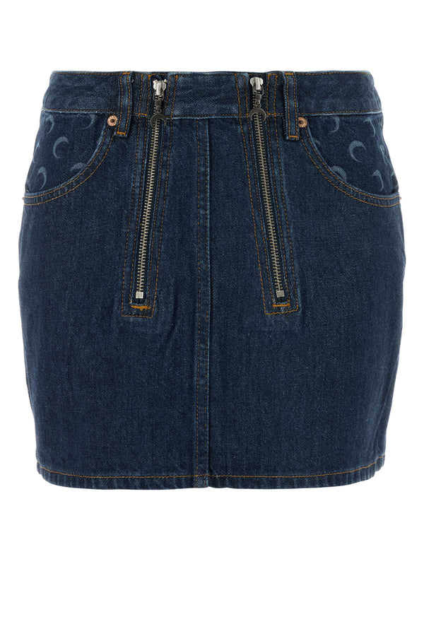 Marine Serre Skirt 100% Cotton mini skirt in navy