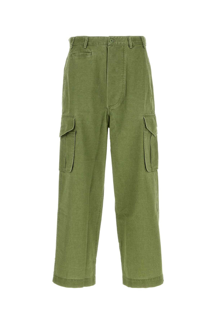 Green Cotton Cargo Pant Palekhaki Exterior: Pantaloni