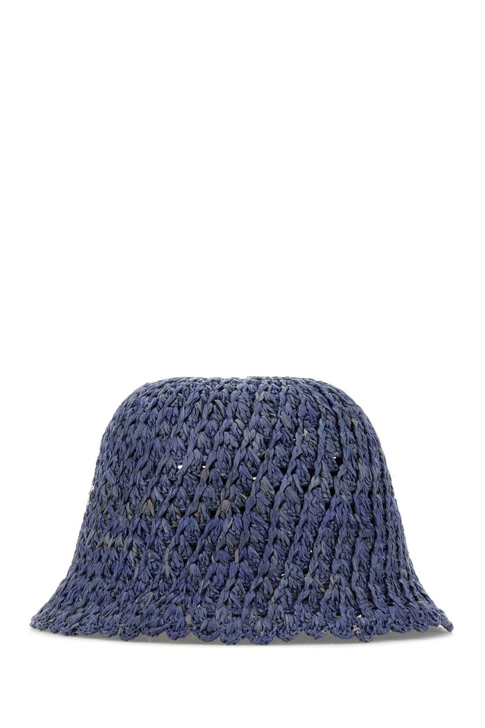 Air Force Blue Raffia Rio Bucket Hat Lapis Exterior: Cappelli E Fasce Per Capelli