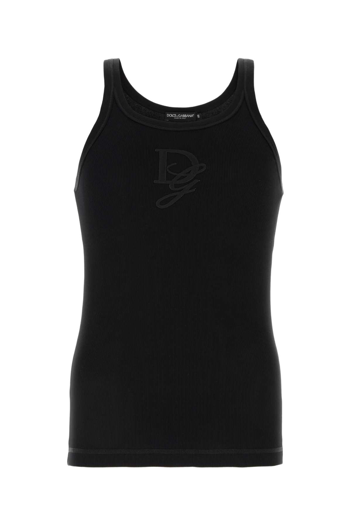 Black Cotton Tank Top Nero Exterior: T-shirt