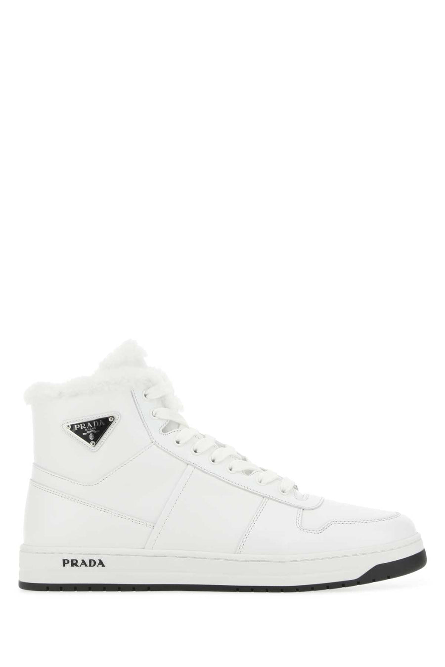 Prada Exterior: 100% Leather sneaker in white