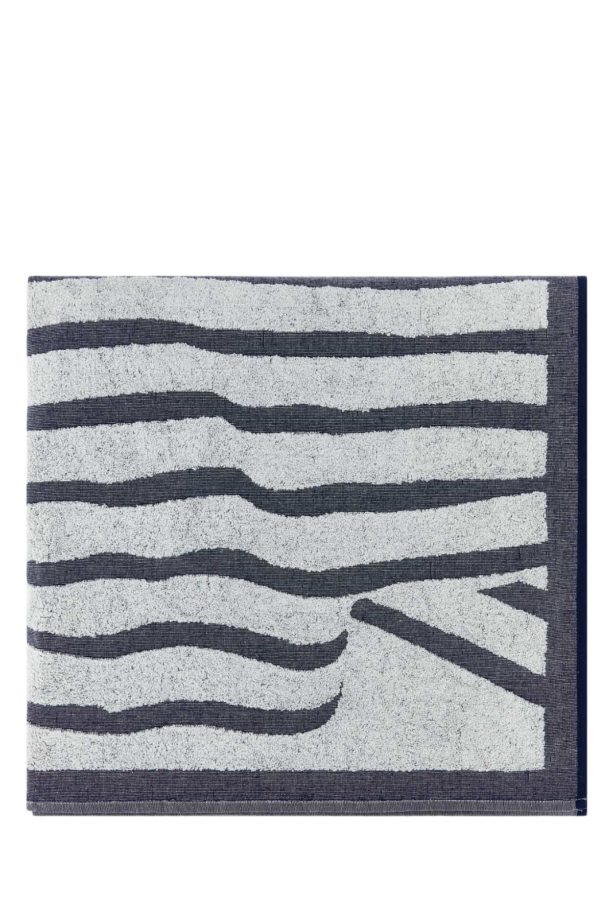 Embroidered Terry Fabric Beach Towel Whitenavy Exterior: Cotton Extra-oggettistica