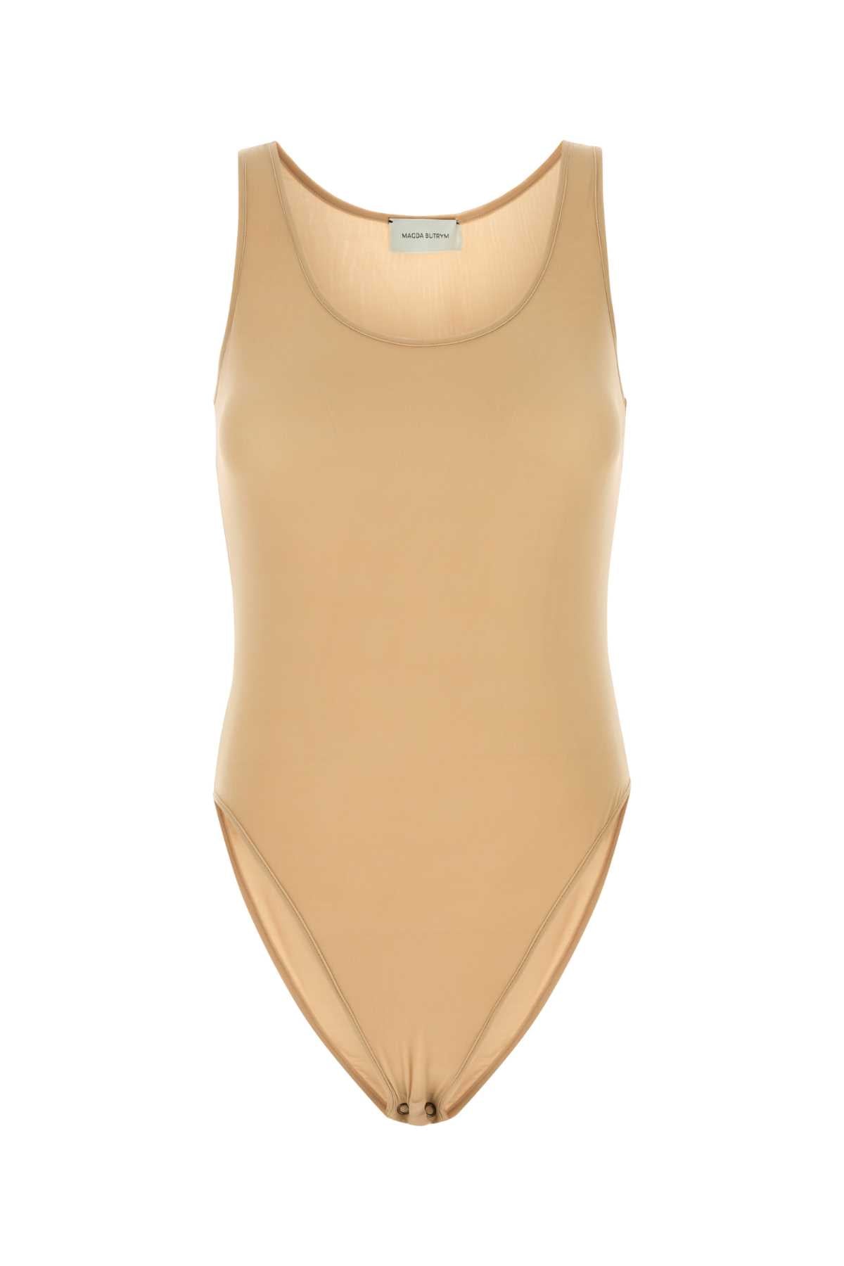 Beige Stretch Cupro Bodysuit Exterior: Elastane Maglie