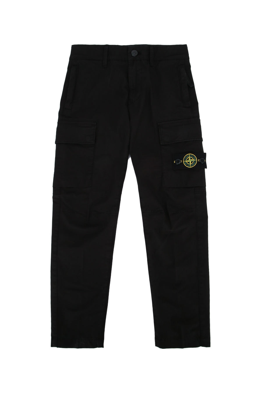 Stone Island Kids 95% Cotton cargo pants in black