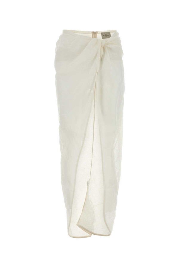 Le Kasha Skirt 100% Linen skirt in white
