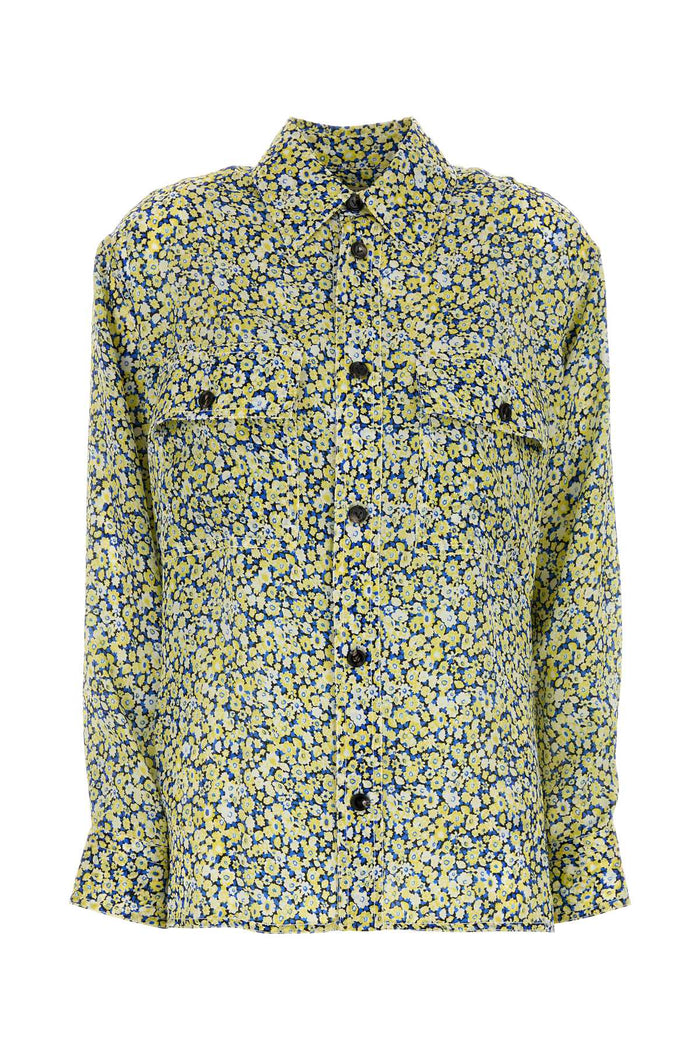 Printed Silk Shirt Chalkpollenblue Exterior: Camicie