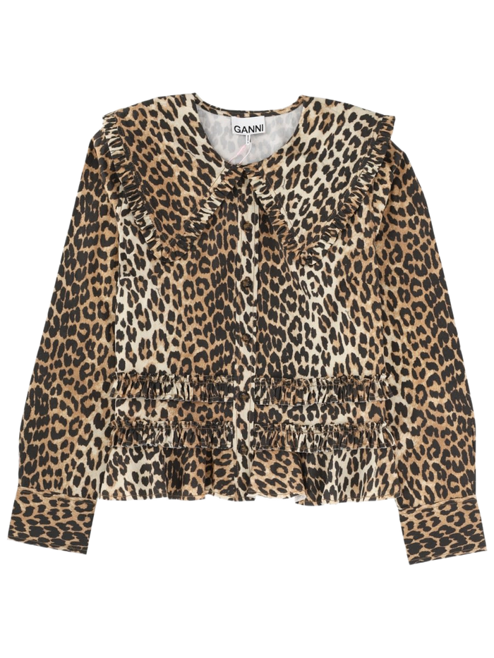 Shirt With Wide Collar Animalier Organic Cotton Elastane