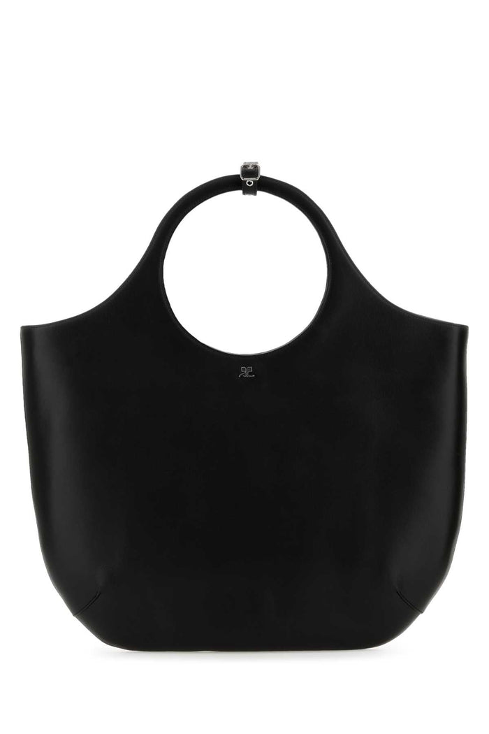 Black Leather Large Holy Handbag Borse A Mano