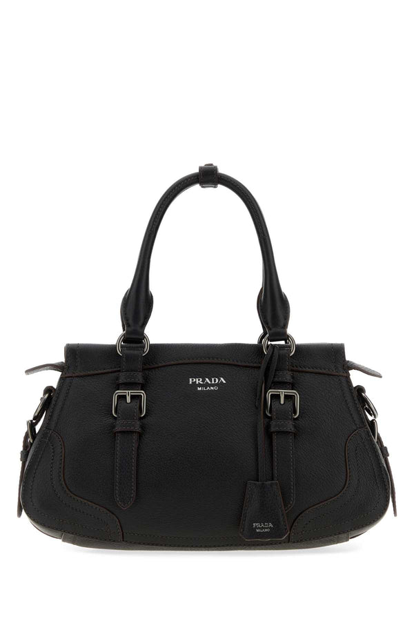 Prada Exterior: 100% Deer; Lining: 100% Fabric; Finishing: Ruthenium shoulder bag in black